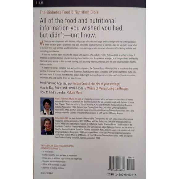 ☀️The Diabetes Food and Nutrition Bible by Hope Warshaw - Picture 2 of 2